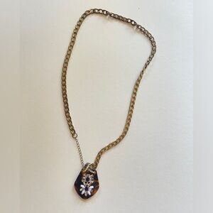Sam Edelman Cheetah crystal pendant gold necklace